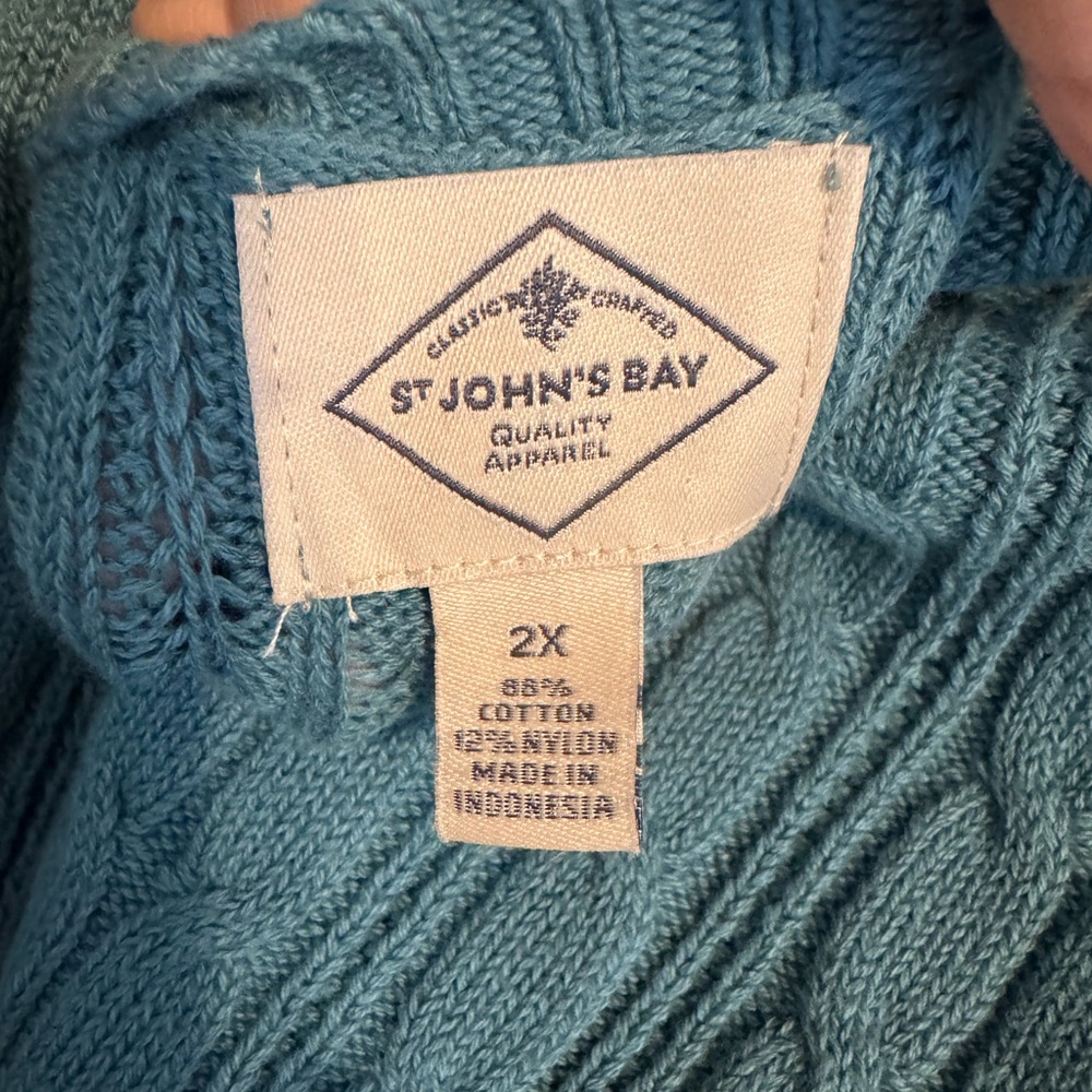 NWT Women's Teal V-Neck Cotton Sweater  PERFCT for SPRING!  PLUS 2X      #P - Picture 7 of 9